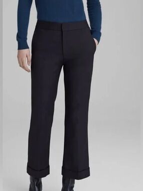 NWT club Monaco crop kick flare black pants foldover hem size 0
